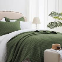 Conjunto de edredões SunStyle Home Olive Green Queen Size 3 unidades Conjunto de edredões SunStyle Home Olive Green Queen Size 3 unidades