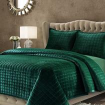 Conjunto de edredões Tribeca Living Luxury Velvet King Size Green Conjunto de edredões Tribeca Living Luxury Velvet King Size Green