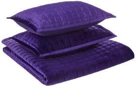 Conjunto de edredões Tribeca Living Luxury Velvet Queen Purple Conjunto de edredões Tribeca Living Luxury Velvet Queen Purple