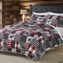 Conjunto de edredões UMCHORD Cabin Queen com 2 fronhas Christmas Rustic