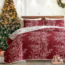 Conjunto de edredões UOZZI BEDDING Christmas Burgundy Red Queen Size