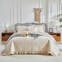 Conjunto de edredões UOZZI BEDDING Queen Size com babados e 2 capas - creme