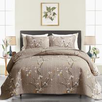 Conjunto de edredões UOZZI BEDDING reversível bronzeado cinza Branch King Size