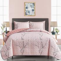Conjunto de edredões UOZZI BEDDING reversível Pink Branch Queen Full