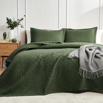 Conjunto de edredões verde oliva Hansleep King Size, 3 peças Conjunto de edredões verde oliva Hansleep King Size, 3 peças