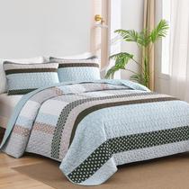 Conjunto de edredões WONGS BEDDING azul, marrom, listras boêmias, king size Conjunto de edredões WONGS BEDDING azul, marrom, listras boêmias, king size