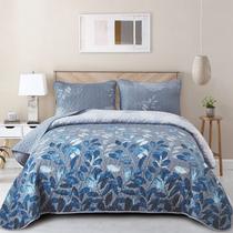 Conjunto de edredões WONGS BEDDING Blue Queen Size com 3 peças