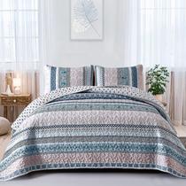 Conjunto de edredões WONGS BEDDING Boho Blue California King Size Conjunto de edredões WONGS BEDDING Boho Blue California King Size