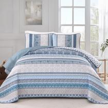 Conjunto de edredões WONGS BEDDING Boho em tamanho real Blue Bohemian 3 peças Conjunto de edredões WONGS BEDDING Boho em tamanho real Blue Bohemian 3 peças