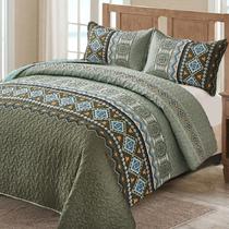 Conjunto de edredões WONGS BEDDING Boho Green Queen com estampa geométrica Conjunto de edredões WONGS BEDDING Boho Green Queen com estampa geométrica