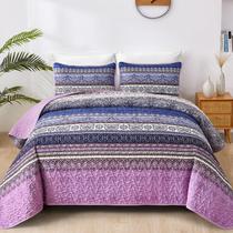 Conjunto de edredões WONGS BEDDING Boho King Purple Microfiber 3 peças