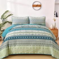 Conjunto de edredões WONGS BEDDING Boho King Size Aqua 3 peças