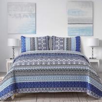 Conjunto de edredões WONGS BEDDING Boho King Size Blue Bohemian 3 peças