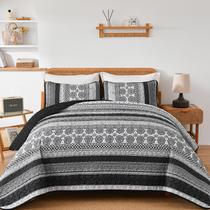 Conjunto de edredões WONGS BEDDING Boho King Size cinza 3 peças Conjunto de edredões WONGS BEDDING Boho King Size cinza 3 peças