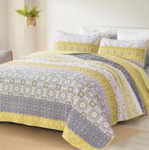 Conjunto de edredões WONGS BEDDING Boho King Yellow Listrado Patchwork Conjunto de edredões WONGS BEDDING Boho King Yellow Listrado Patchwork