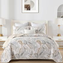 Conjunto de edredões WONGS BEDDING Boho Queen Beige Paisley Floral