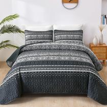 Conjunto de edredões WONGS BEDDING Boho Queen Black Reversível 3 peças