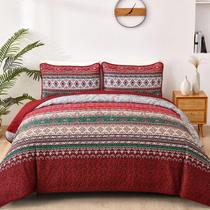 Conjunto de edredões WONGS BEDDING Boho Queen Red Bohemian Microfiber