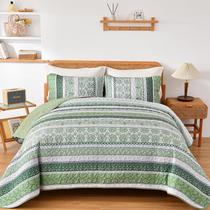Conjunto de edredões WONGS BEDDING Boho Queen Size Green Bohemian 3 unidades Conjunto de edredões WONGS BEDDING Boho Queen Size Green Bohemian 3 unidades