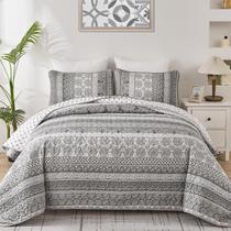 Conjunto de edredões WONGS BEDDING Boho Queen Size Grey 3 peças