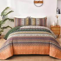 Conjunto de edredões WONGS BEDDING Boho Queen Verde/Laranja Microfibra Conjunto de edredões WONGS BEDDING Boho Queen Verde/Laranja Microfibra