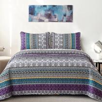 Conjunto de edredões WONGS BEDDING Boho Twin Size Purple Microfiber