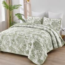 Conjunto de edredões WONGS BEDDING Botanical King Sage Green 3 peças
