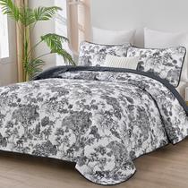 Conjunto de edredões WONGS BEDDING Botanical Queen Size preto 3 peças