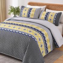 Conjunto de edredões WONGS BEDDING cinza amarelo king size 3 peças Conjunto de edredões WONGS BEDDING cinza amarelo king size 3 peças