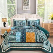Conjunto de edredões WONGS BEDDING Green King Size 3 peças de microfibra