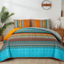 Conjunto de edredões WONGS BEDDING Orange Stripe Boho King Size 3 peças Conjunto de edredões WONGS BEDDING Orange Stripe Boho King Size 3 peças