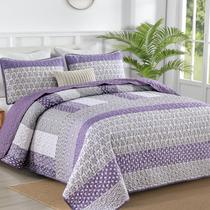 Conjunto de edredões WONGS BEDDING Purple Boho Stripe King Size 3 peças