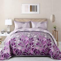 Conjunto de edredões WONGS BEDDING Purple Floral completo com 2 fronhas