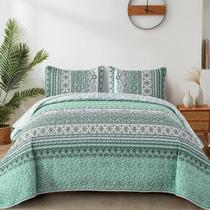 Conjunto de edredões WONGS BEDDING Sage Green Queen Size 3 peças