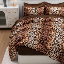 Conjunto de edredom A Night Night Leopard Print Satin Full/Queen