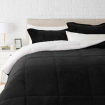Conjunto de edredom Amazon Basics Down-Alternative King Black, 3 unidades