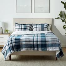 Conjunto de edredom Amazon Basics Microfiber Full/Queen Navy Plaid Conjunto de edredom Amazon Basics Microfiber Full/Queen Navy Plaid