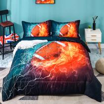 Conjunto de edredom Andency 3D Football Queen com 2 fronhas