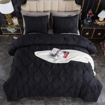 Conjunto de edredom Andency Black Pinch Pleat Queen com 2 fronhas
