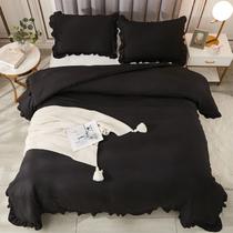 Conjunto de edredom Andency Black Queen Farmhouse Shabby Chic, 3 unidades Conjunto de edredom Andency Black Queen Farmhouse Shabby Chic, 3 unidades
