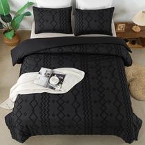 Conjunto de edredom Andency Black Tufted King com 3 peças