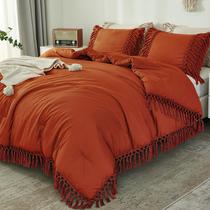 Conjunto de edredom Andency Burnt Orange King Size 3 peças