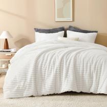 Conjunto de edredom Andency Fluffy Queen Size branco, 3 peças