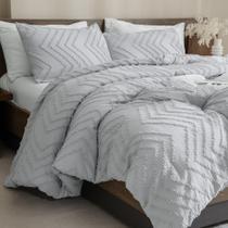 Conjunto de edredom Andency King Silver Grey Microfiber 3 peças Conjunto de edredom Andency King Silver Grey Microfiber 3 peças