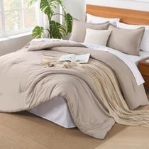 Conjunto de edredom Andency King Size Oatmeal, 7 peças, cama em uma bolsa