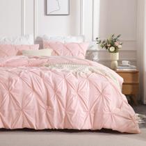 Conjunto de edredom Andency Pink Pinch Pleat Queen Size, 3 peças