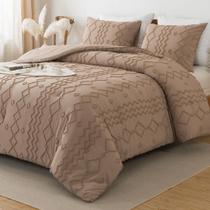 Conjunto de Edredom Andency Solteiro 2 Peças Taupe com Design Geométrico Tufado Conjunto de Edredom Andency Solteiro 2 Peças Taupe com Design Geométrico Tufado