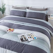 Conjunto de edredom Andency Stripe King Size, 3 peças, verde menta