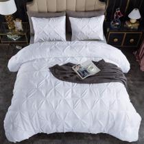 Conjunto de edredom Andency White Queen com pregas comprimidas, 3 peças