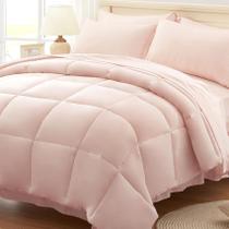 Conjunto de edredom Anluoer Queen Pink, 7 peças, cama em uma bolsa